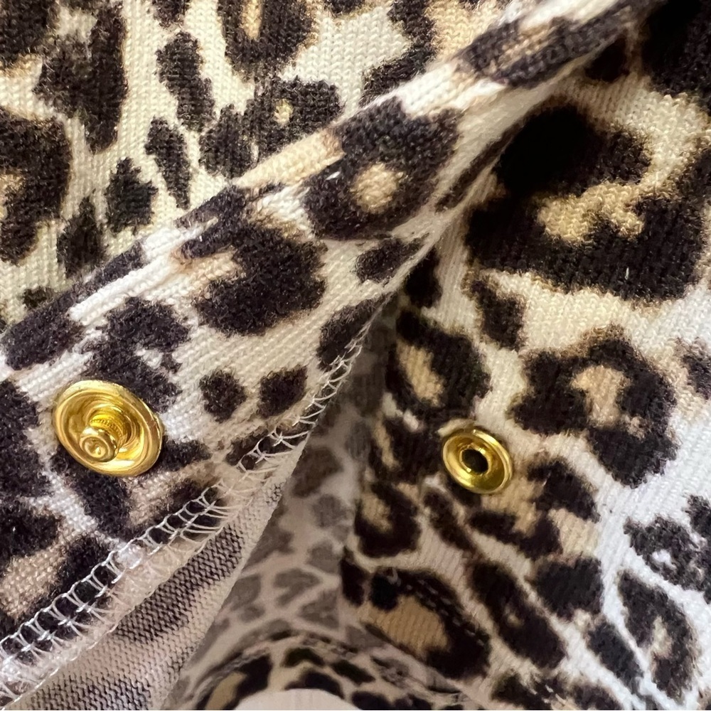 Quacker Factory Leopard Print Cardigan 3X Animal Print Button Front Stretch Top - Picture 3 of 7